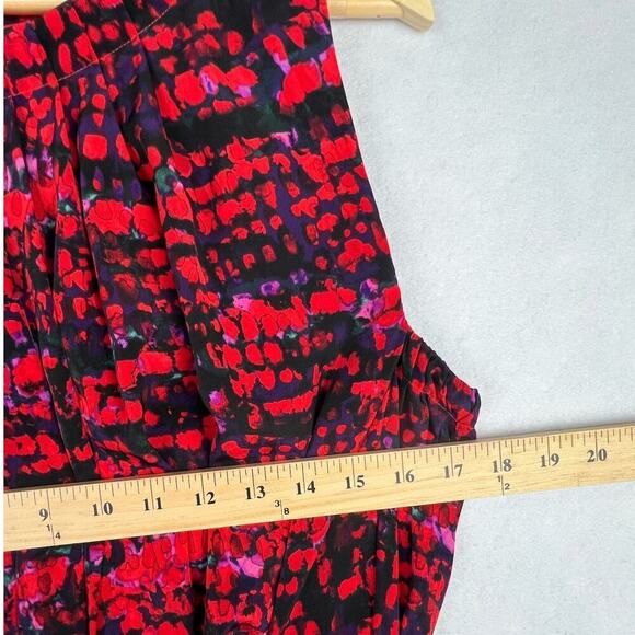 NWOT Marc New York Andrew Marc S Red Black Belted Smocked Sides Fit/Flare Dress - Picture 11 of 12